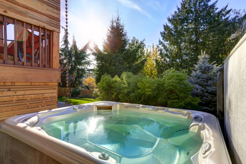 outdoor hot tub with view