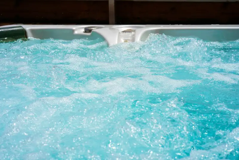 view of an open working hot tub