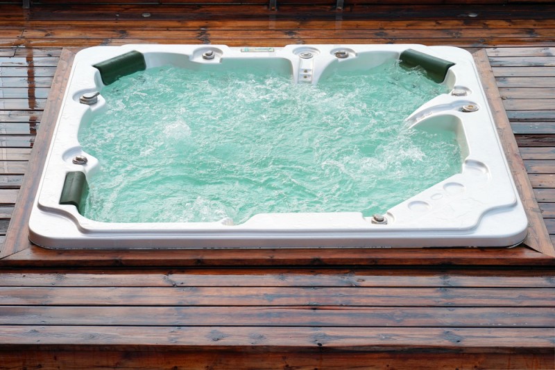 hot tub wood deck